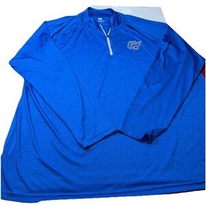 GVSU blue 1/4 Zip Polyester Pullover SHIRT Stretchy Men’s 2XL Grand Valley State